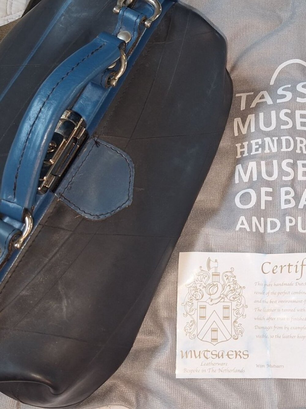Mutsaers "Volpe" rubber and leather satchel NWOT